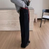 EMONI black and gold fleece jeans with belt for women 2024 Winter new Korean style straight-leg casual pants 63614 Item Picture